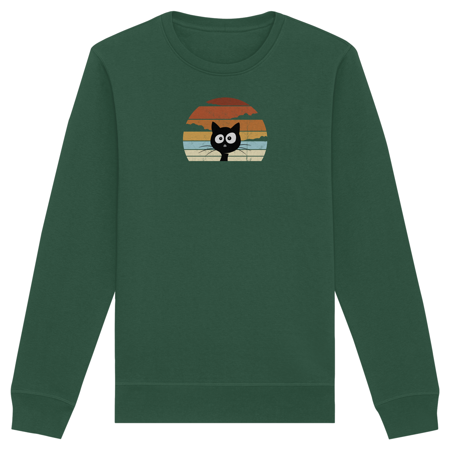 Retro schwarze Katze vor Sonnenuntergang - Organic Basic Unisex Sweatshirt