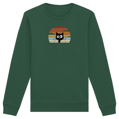 Retro schwarze Katze vor Sonnenuntergang - Organic Basic Unisex Sweatshirt