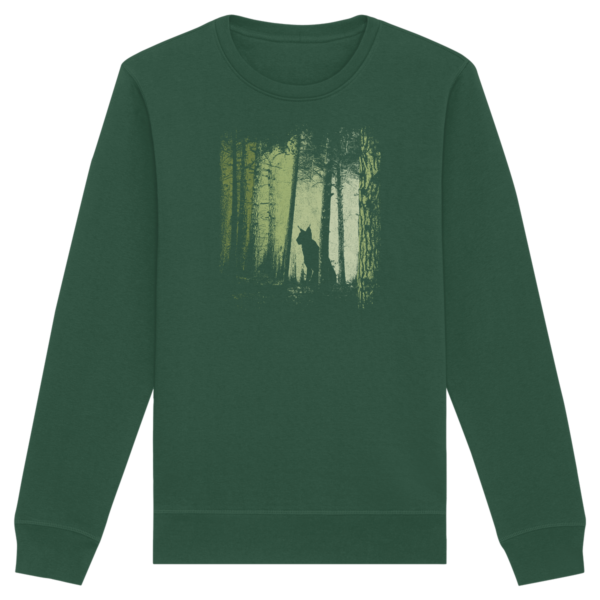 Luchs Wildkatze im Zwielicht Wald - Organic Basic Unisex Sweatshirt