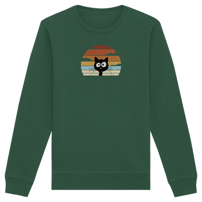 Retro schwarze Katze vor Sonnenuntergang - Organic Basic Unisex Sweatshirt