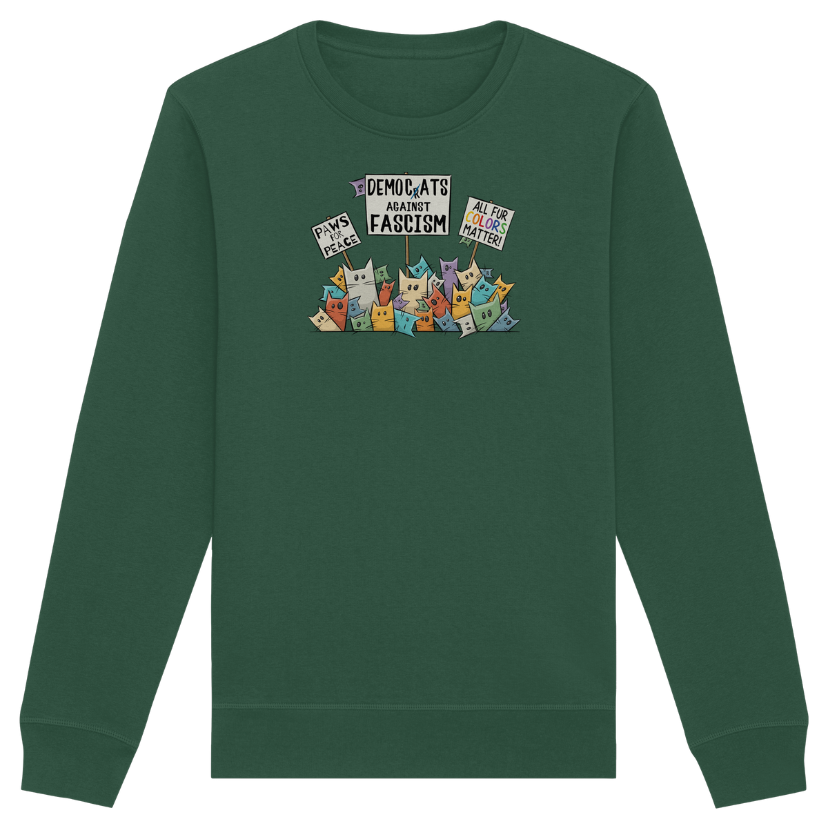 Demo-Katzen gegen Faschismus und für Vielfalt - Organic Basic Unisex Sweatshirt