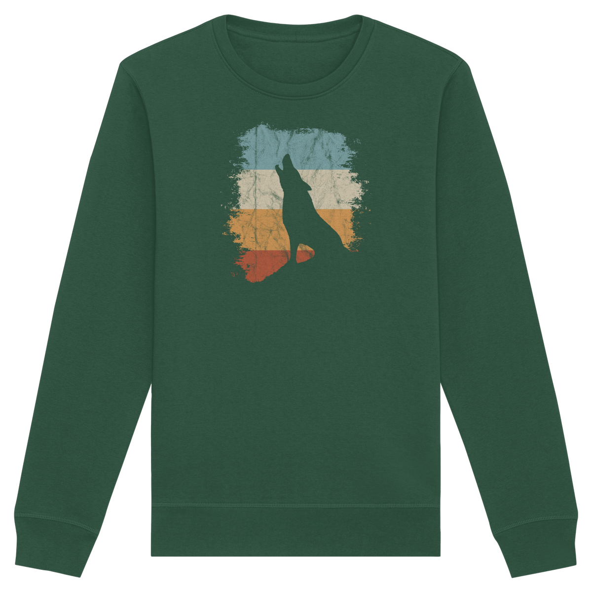 Retro Style lässig heulender Wolf  - Organic Basic Unisex Sweatshirt