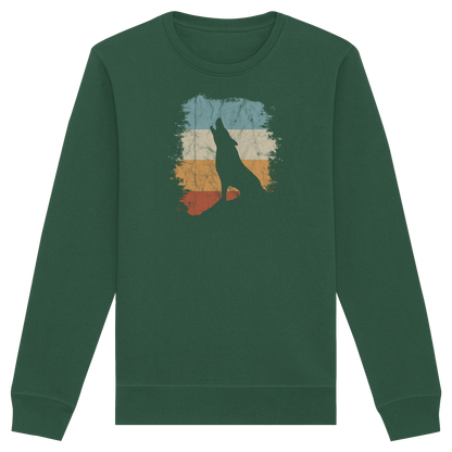 Retro Style lässig heulender Wolf  - Organic Basic Unisex Sweatshirt
