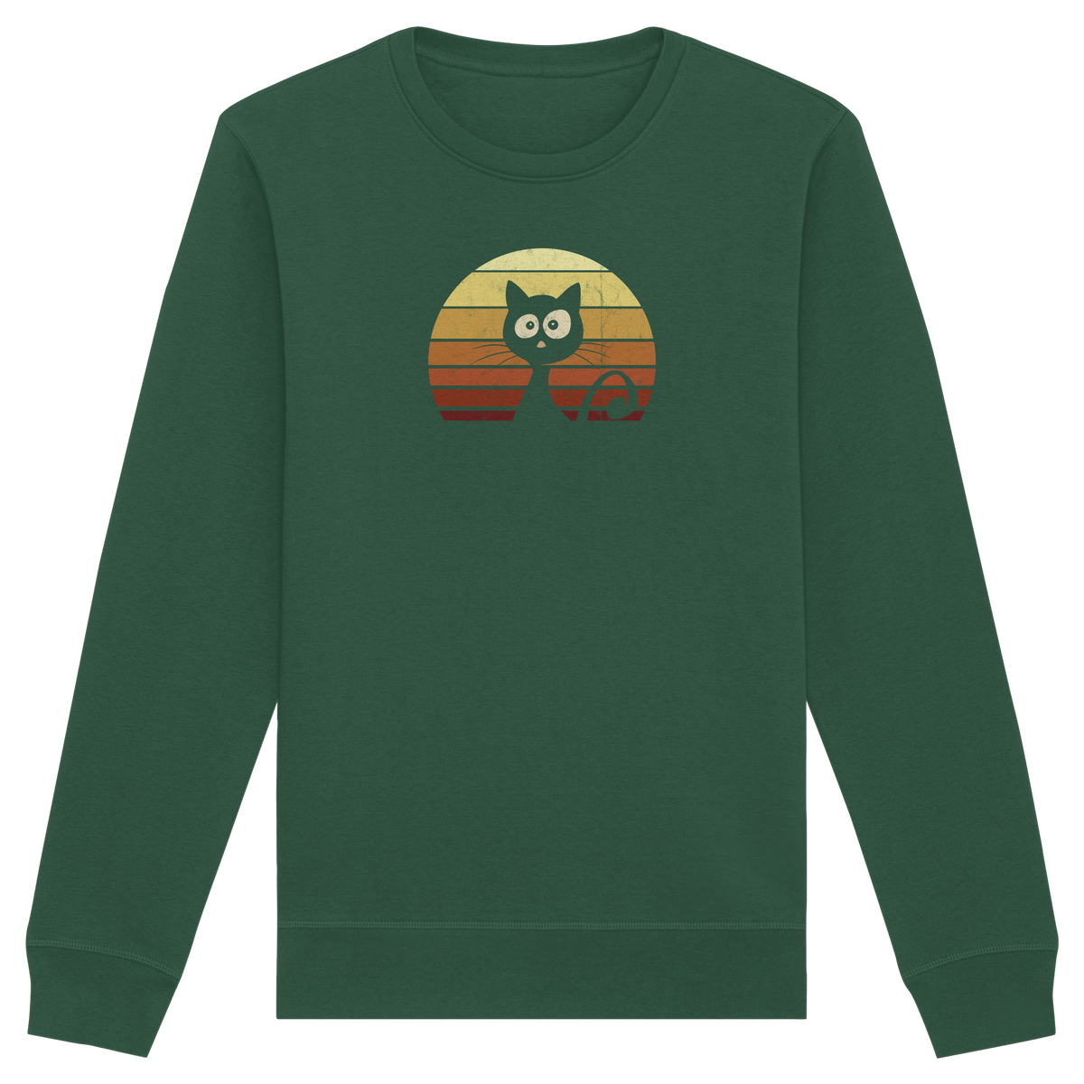 Katze vor Retro Sonnenuntergang - Organic Basic Unisex Sweatshirt