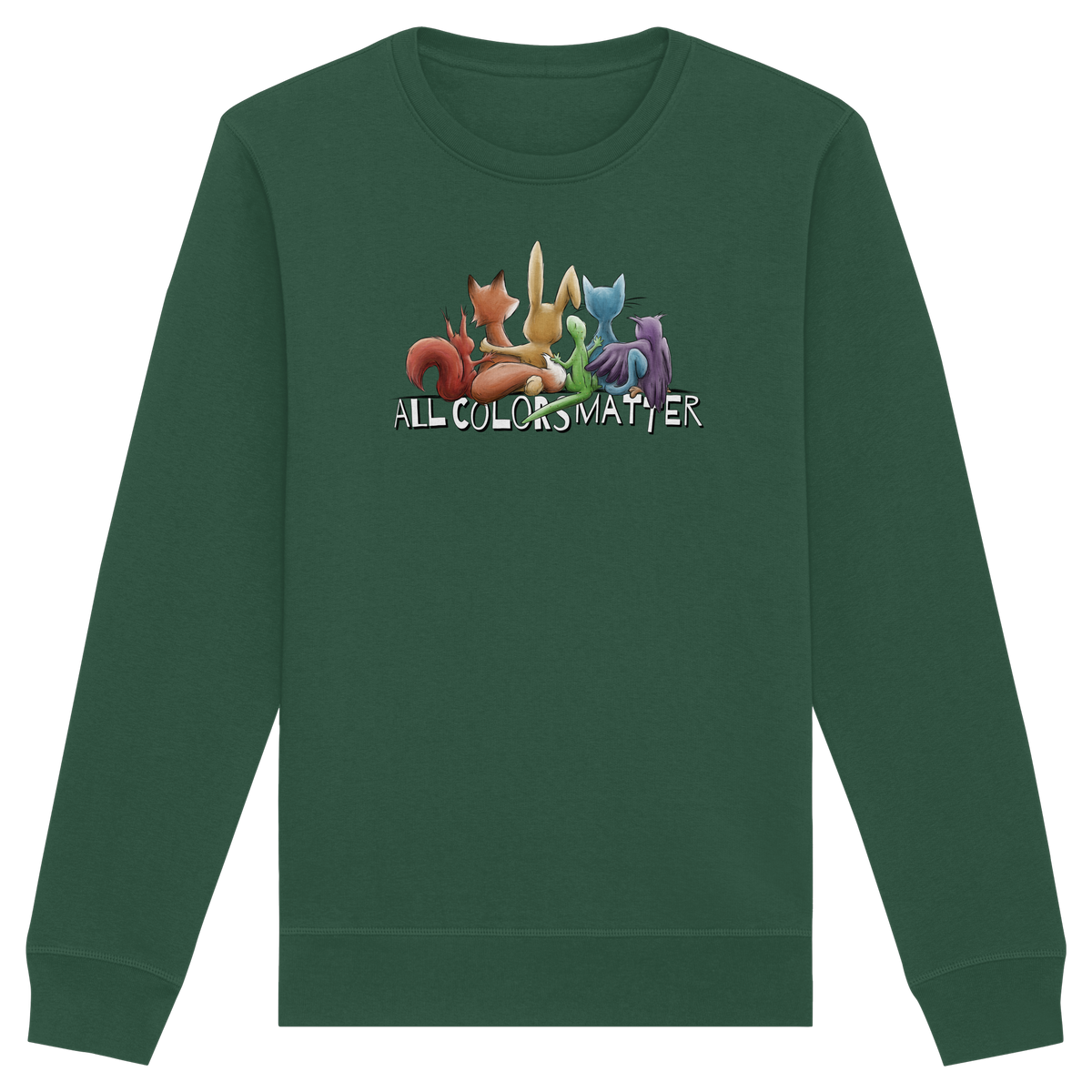 All Colors Matter! Regenbogen Tiere für Vielfalt - Organic Basic Unisex Sweatshirt