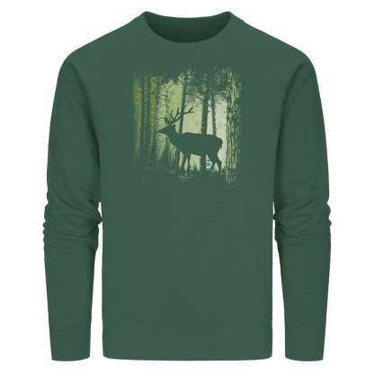 Hirsch im Zwielicht Wald - Organic Basic Unisex Sweatshirt