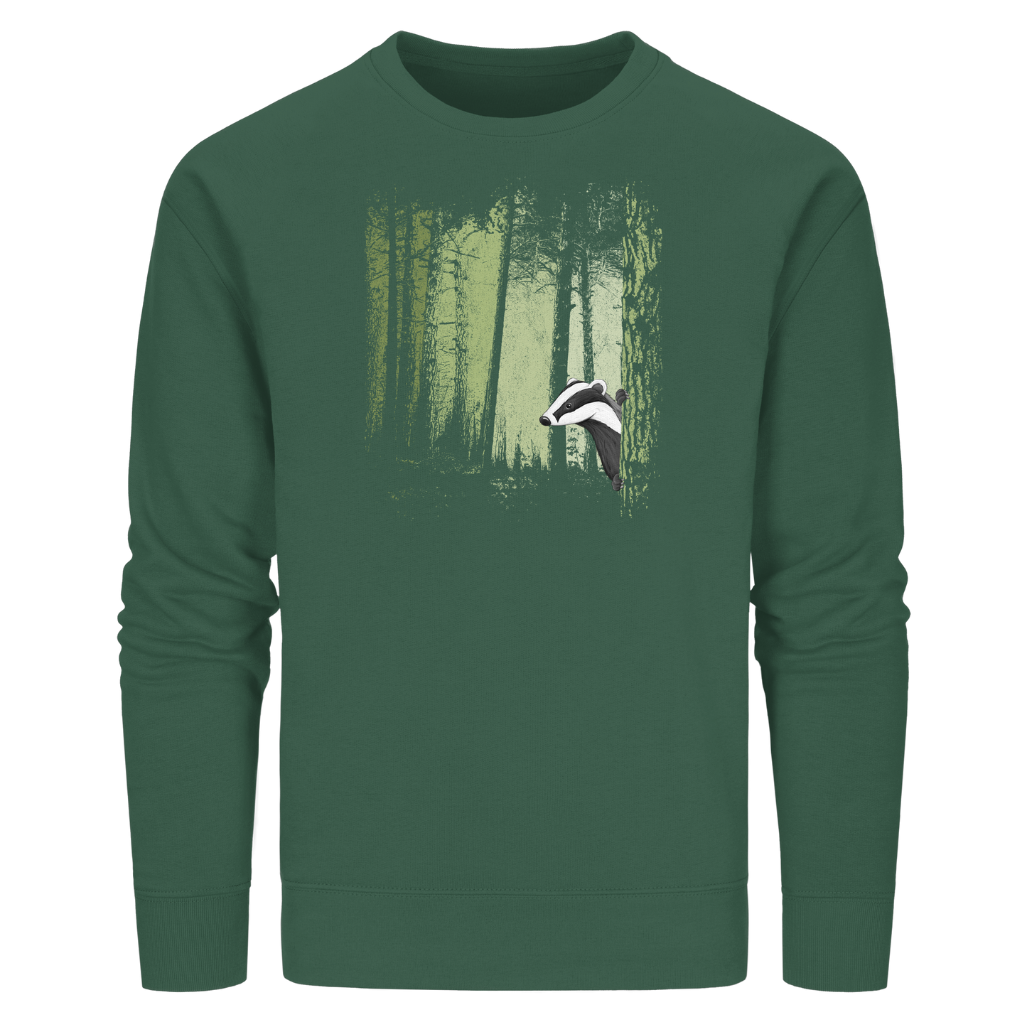 frecher Dachs im Zwielicht Wald - Organic Basic Unisex Sweatshirt