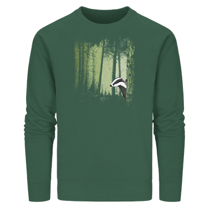 frecher Dachs im Zwielicht Wald - Organic Basic Unisex Sweatshirt
