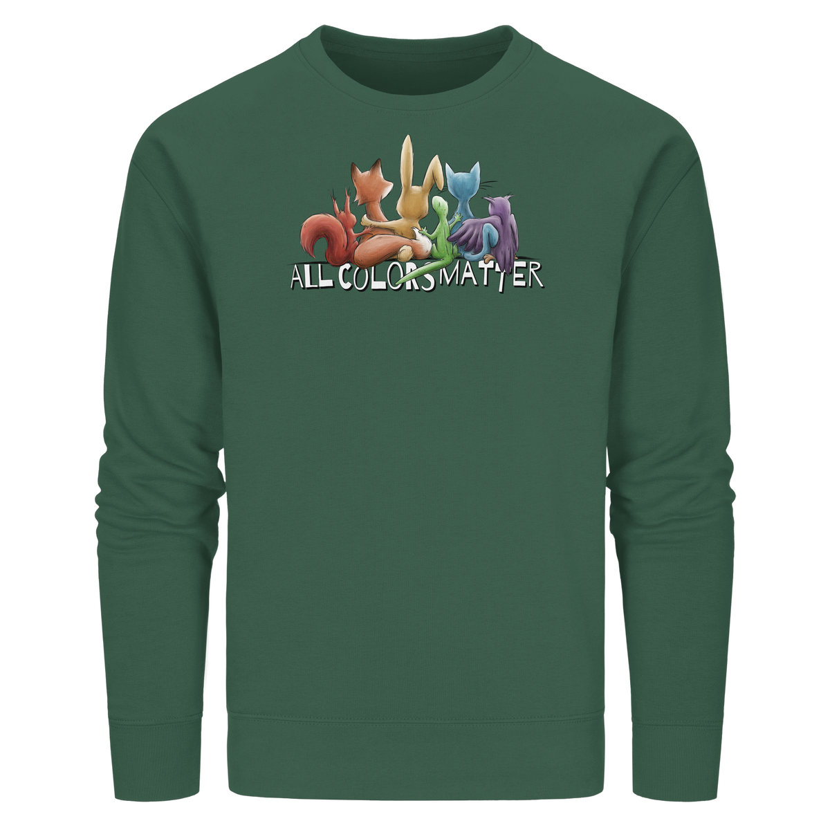 All Colors Matter! Regenbogen Tiere für Vielfalt - Organic Basic Unisex Sweatshirt