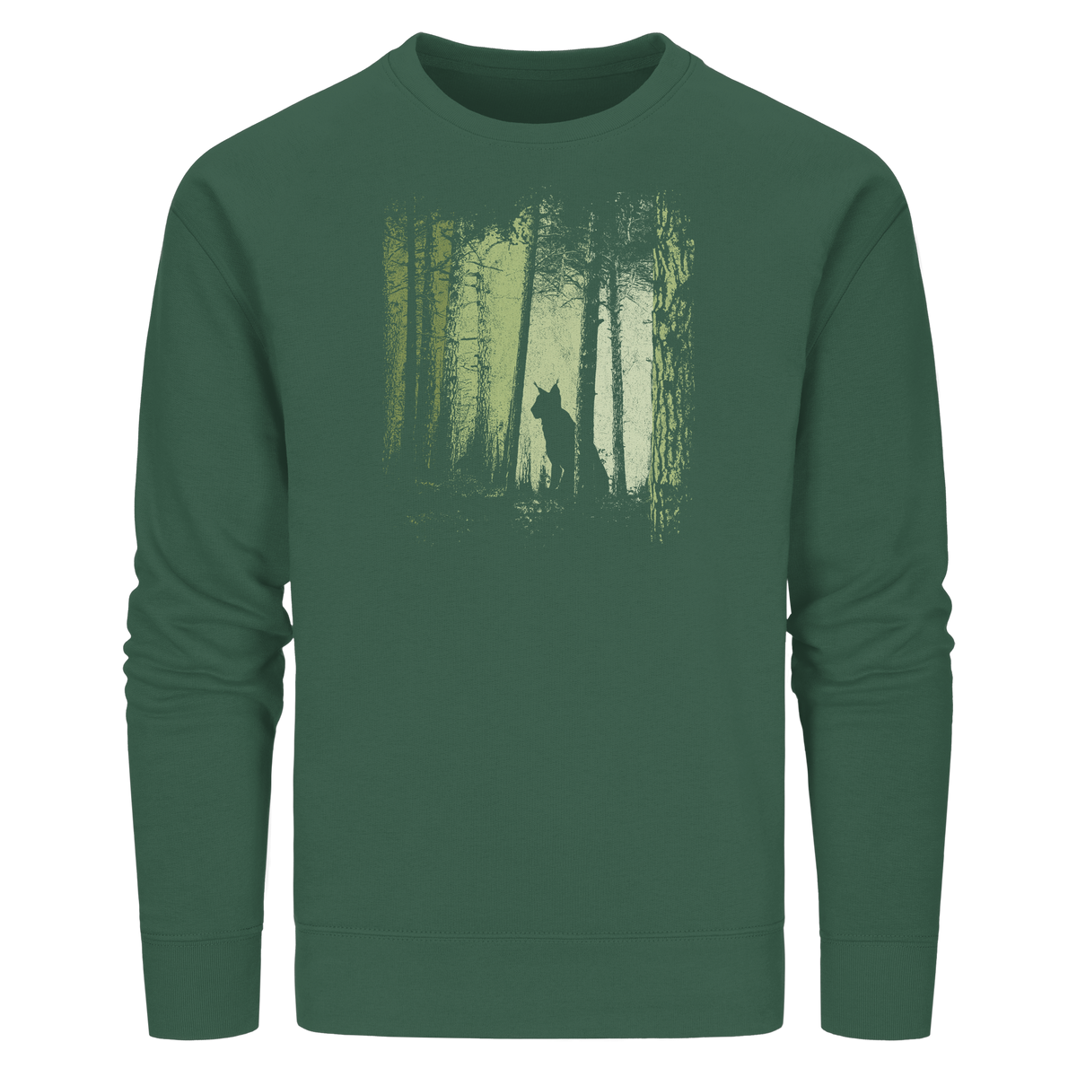 Luchs Wildkatze im Zwielicht Wald - Organic Basic Unisex Sweatshirt