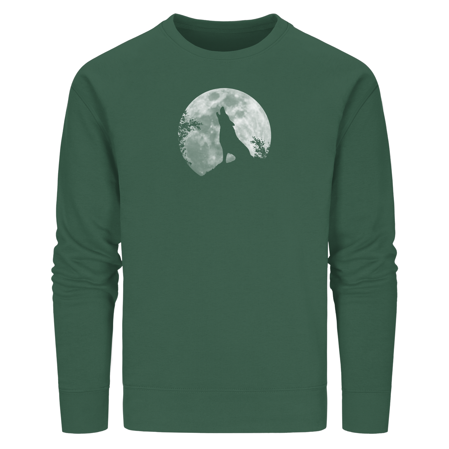 Heulender Wolf Silhouette vor Vollmond - Organic Basic Unisex Sweatshirt