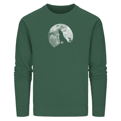 Heulender Wolf Silhouette vor Vollmond - Organic Basic Unisex Sweatshirt