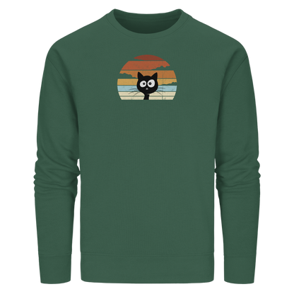 Retro schwarze Katze vor Sonnenuntergang - Organic Basic Unisex Sweatshirt