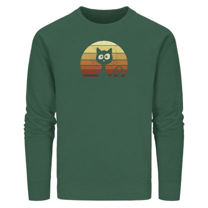 Katze vor Retro Sonnenuntergang - Organic Basic Unisex Sweatshirt