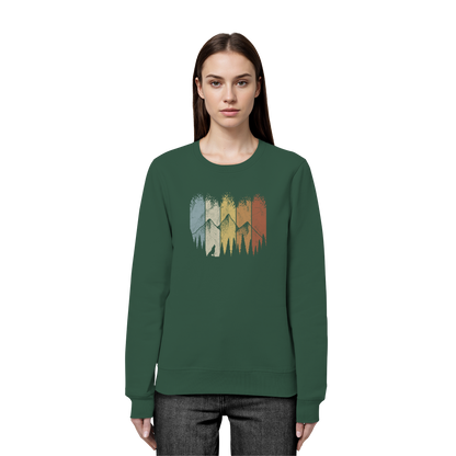 Retro Wald, Berge und Wolf  - Organic Basic Unisex Sweatshirt