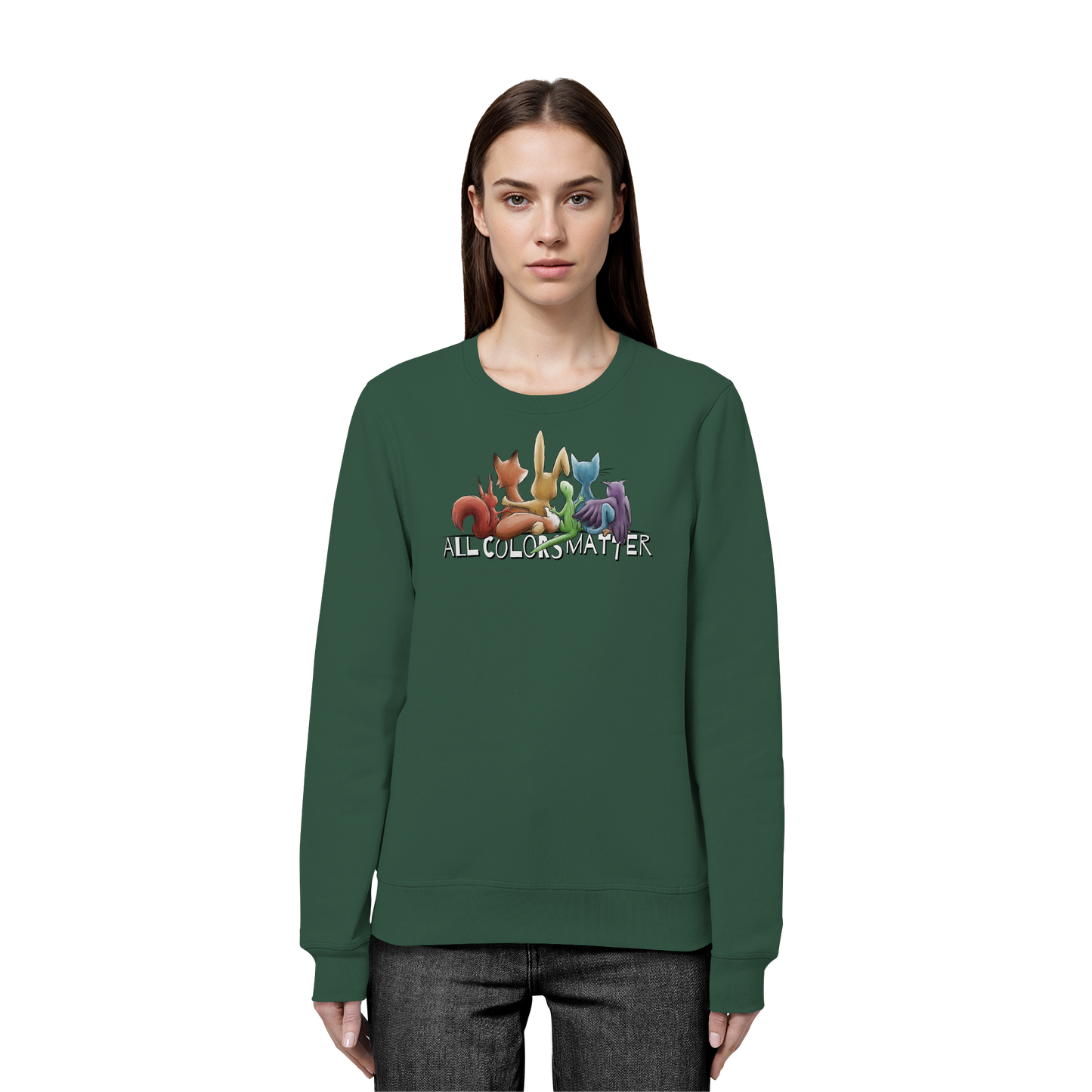 All Colors Matter! Regenbogen Tiere für Vielfalt - Organic Basic Unisex Sweatshirt