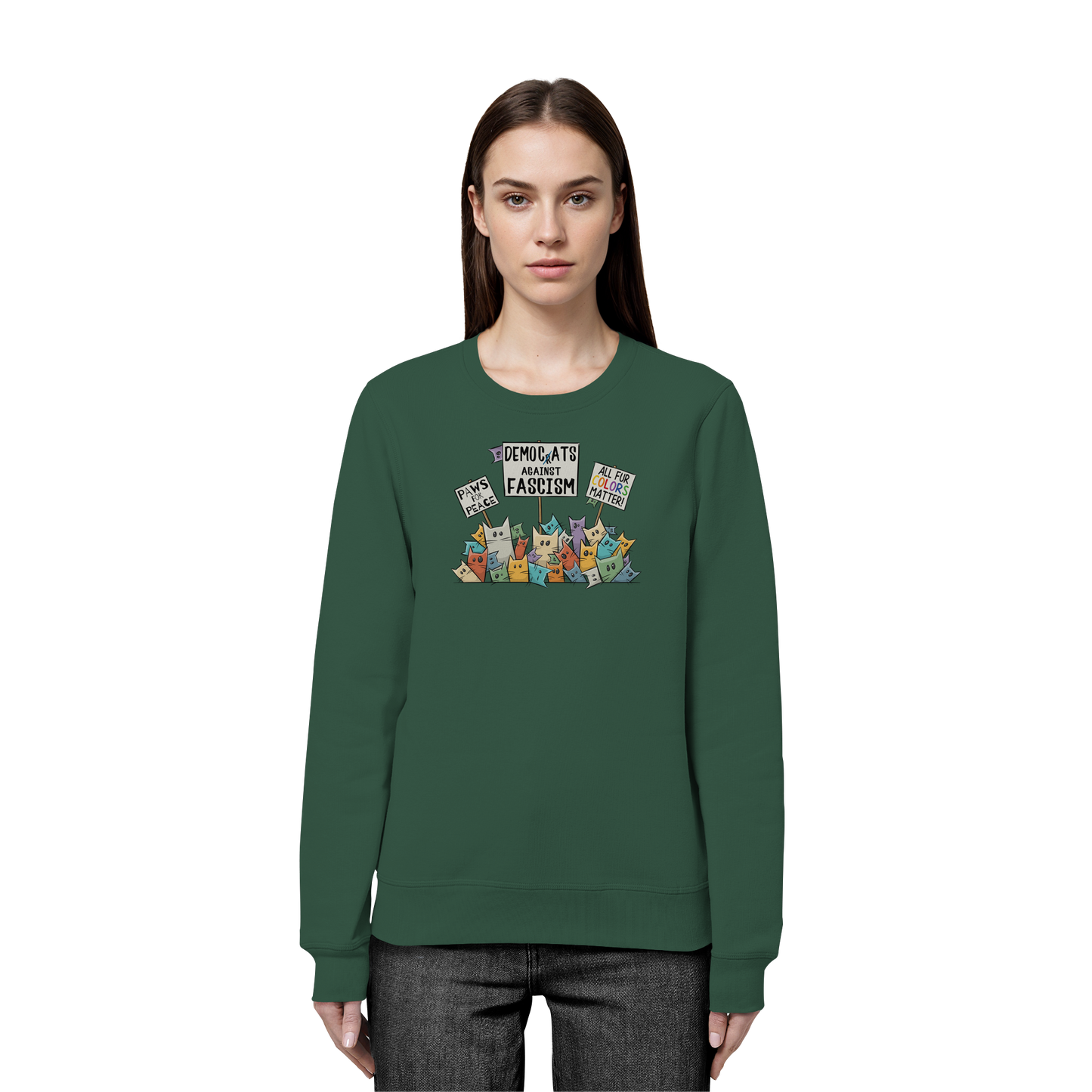Demo-Katzen gegen Faschismus und für Vielfalt - Organic Basic Unisex Sweatshirt