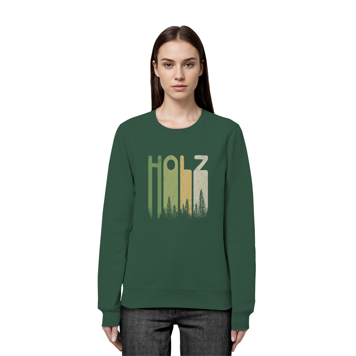 Holz Retro Wald Schriftzug - Organic Basic Unisex Sweatshirt