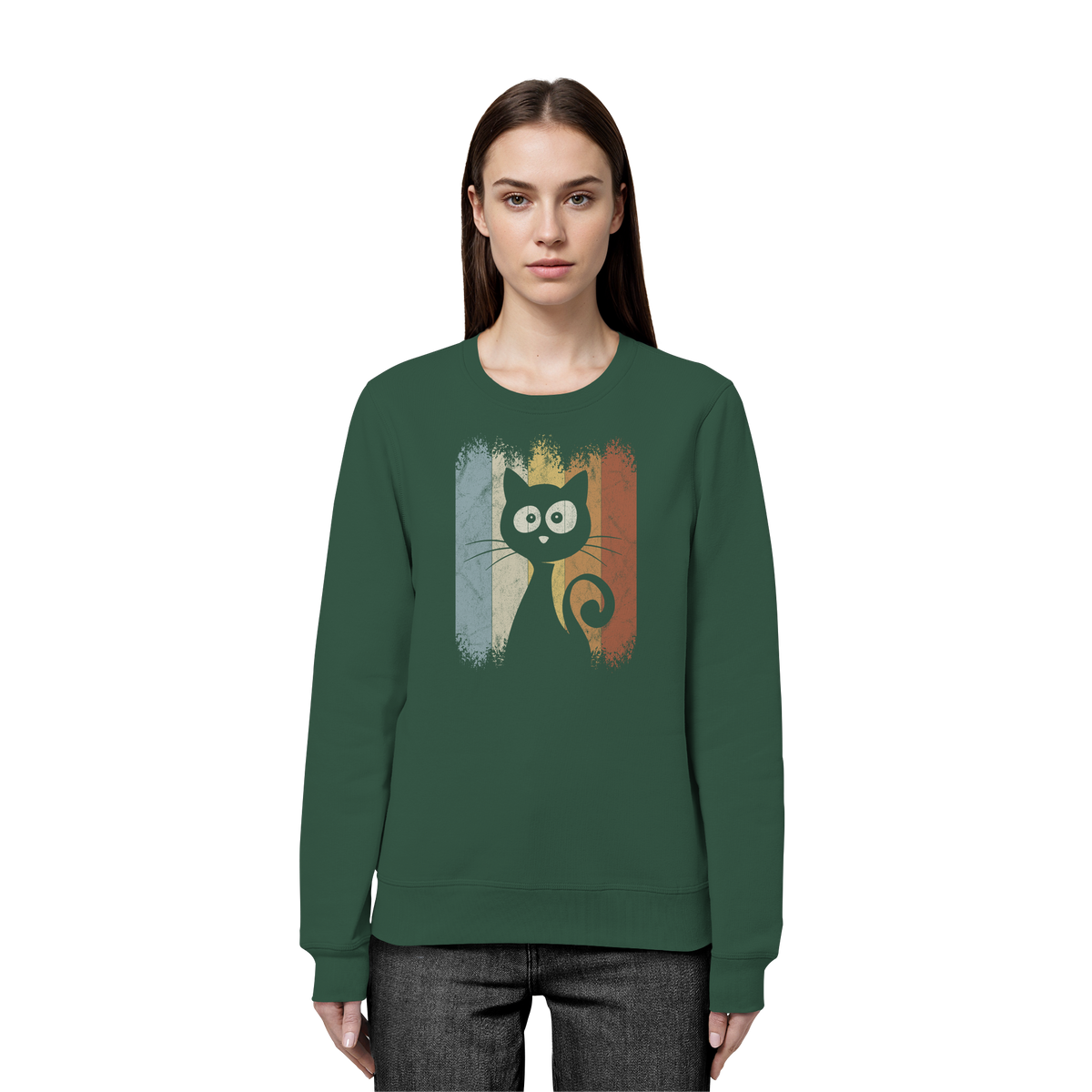 Retro Katze Silhouette - Organic Basic Unisex Sweatshirt