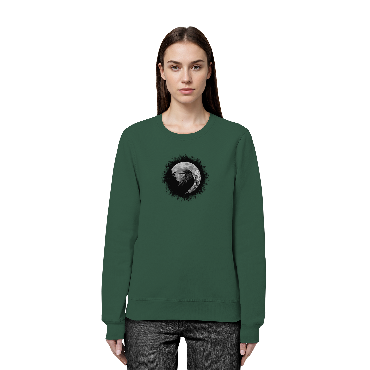 Schwarzer Rabe bei Vollmond  - Organic Basic Unisex Sweatshirt