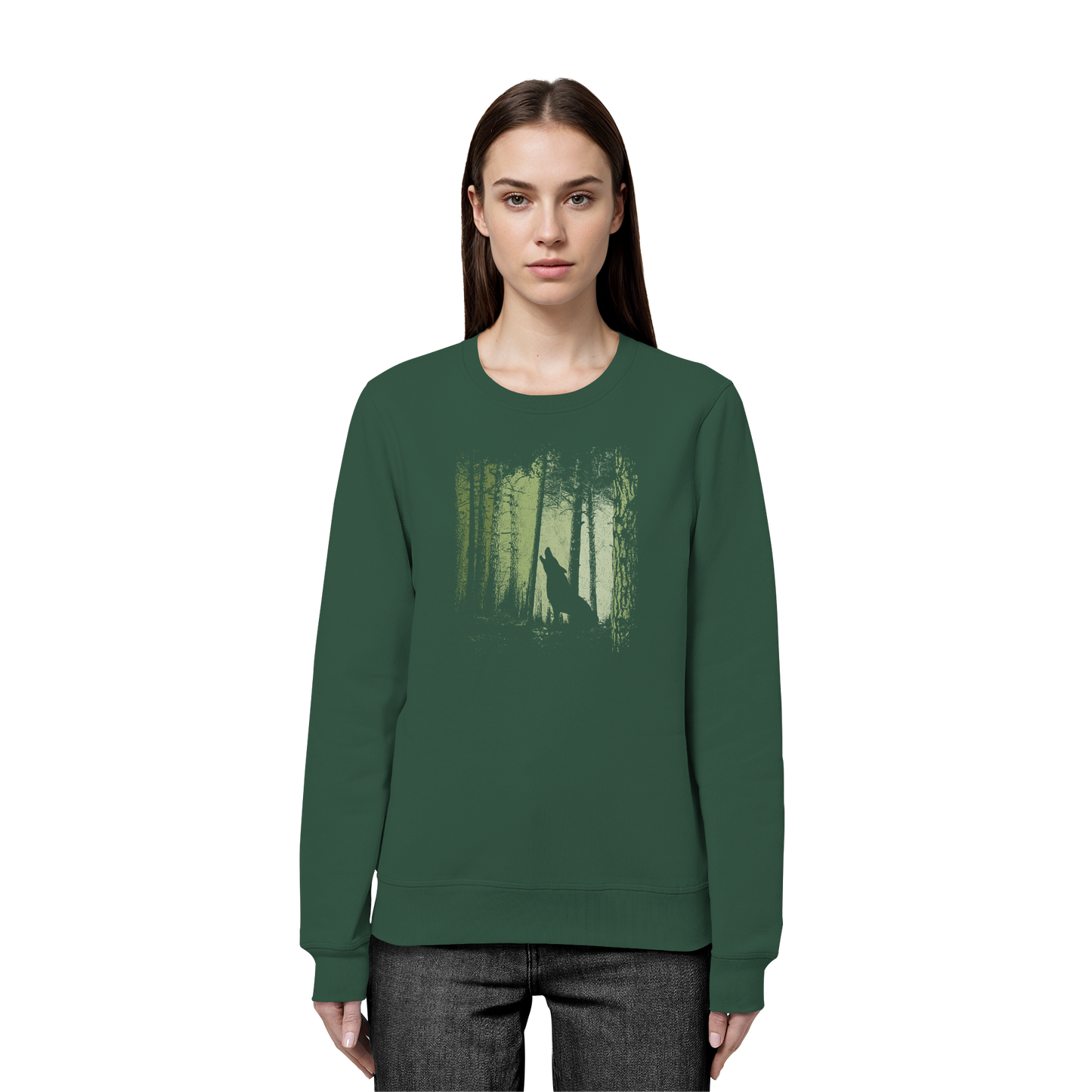 Einsamer Wolf im Zwielicht Wald  - Organic Basic Unisex Sweatshirt