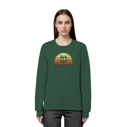 Katze vor Retro Sonnenuntergang - Organic Basic Unisex Sweatshirt