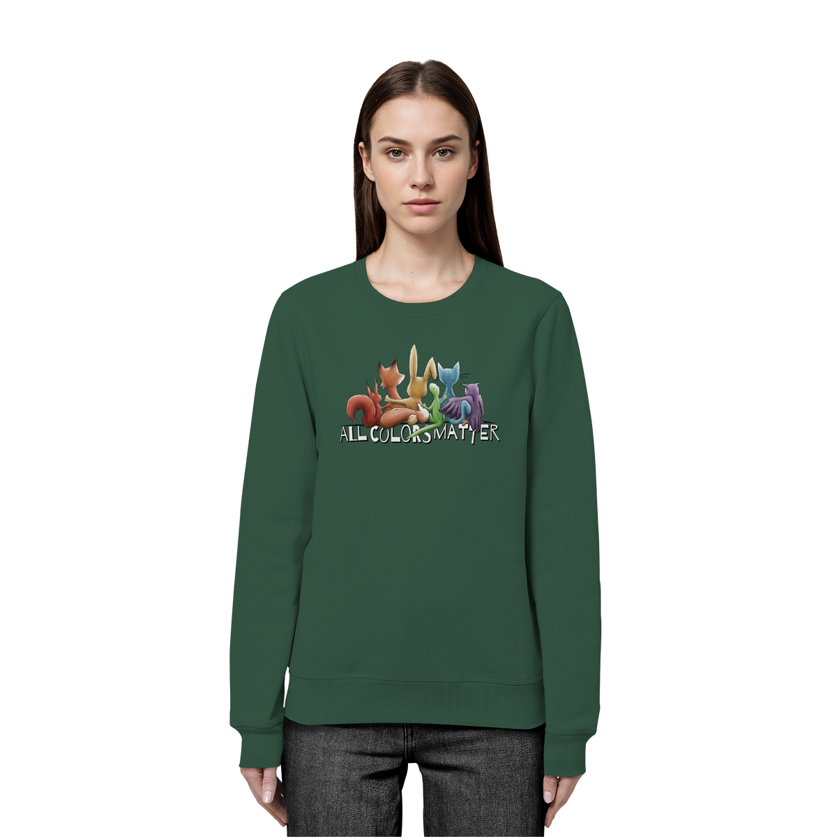 All Colors Matter! Regenbogen Tiere für Vielfalt - Organic Basic Unisex Sweatshirt