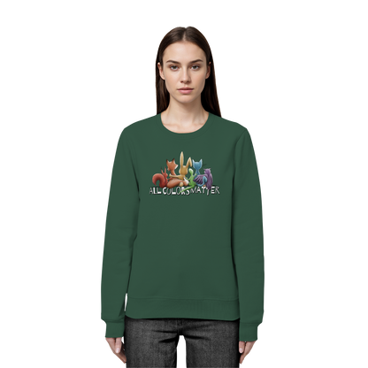 All Colors Matter! Regenbogen Tiere für Vielfalt - Organic Basic Unisex Sweatshirt