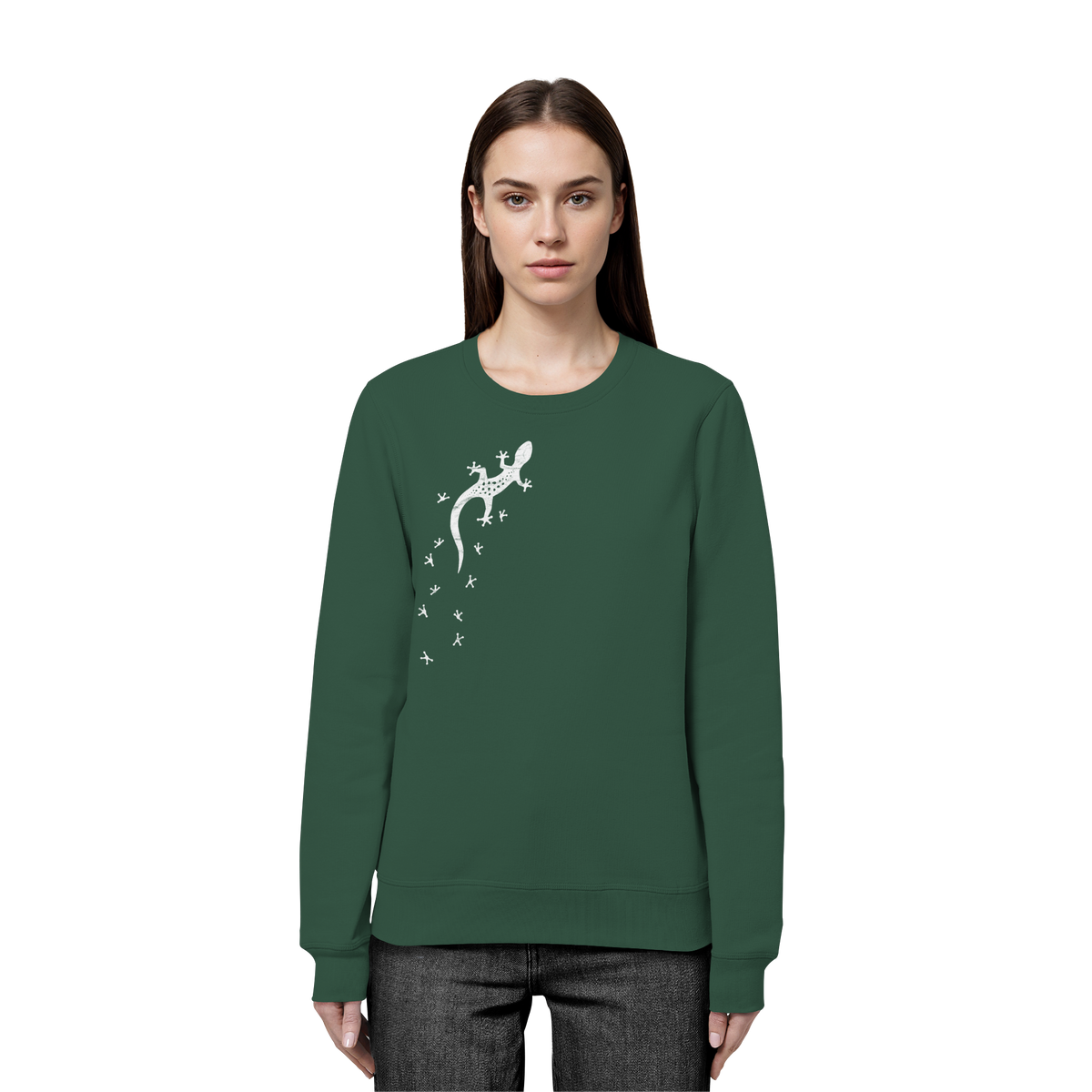 Gecko Eidechse Silhouette hell - Organic Basic Unisex Sweatshirt