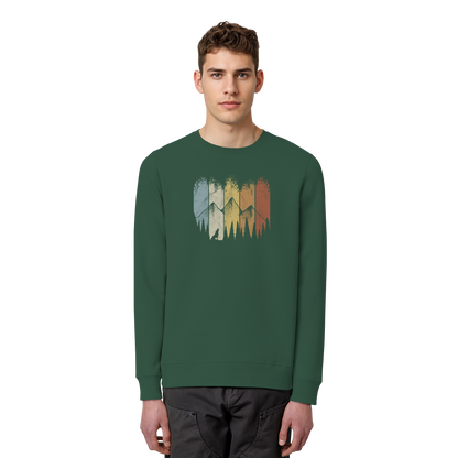 Retro Wald, Berge und Wolf  - Organic Basic Unisex Sweatshirt