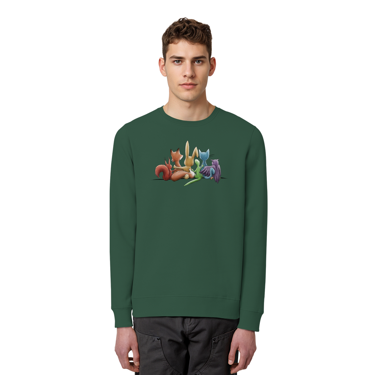 Regenbogen Tiere für Freundschaft, Toleranz und Vielfalt - Organic Basic Unisex Sweatshirt