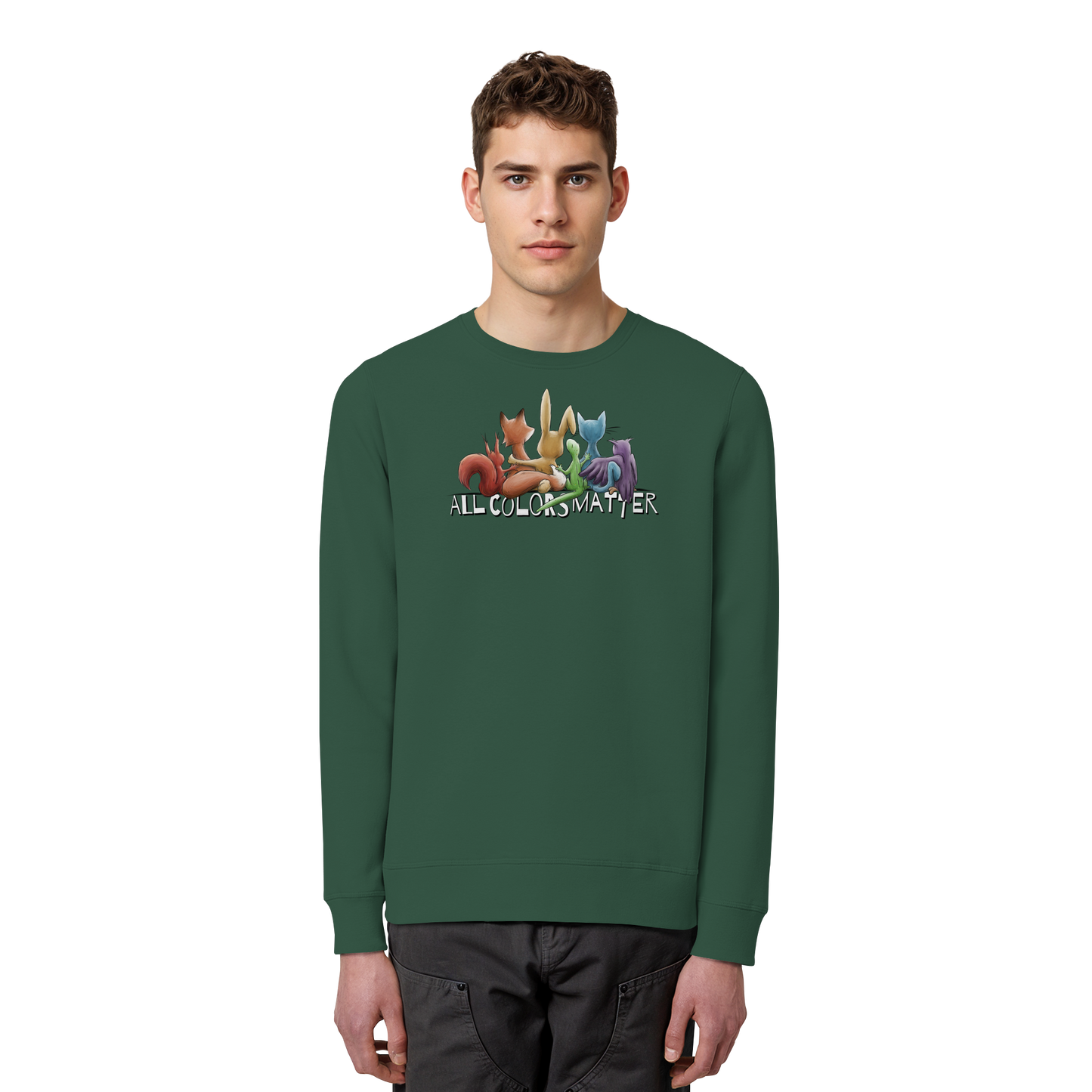 All Colors Matter! Regenbogen Tiere für Vielfalt - Organic Basic Unisex Sweatshirt