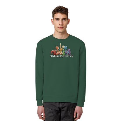 All Colors Matter! Regenbogen Tiere für Vielfalt - Organic Basic Unisex Sweatshirt