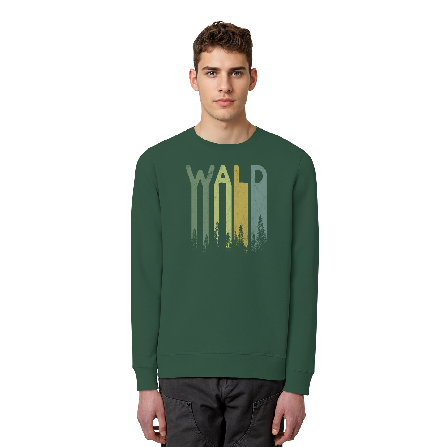 Wald Retro Forst Schriftzug - Organic Basic Unisex Sweatshirt