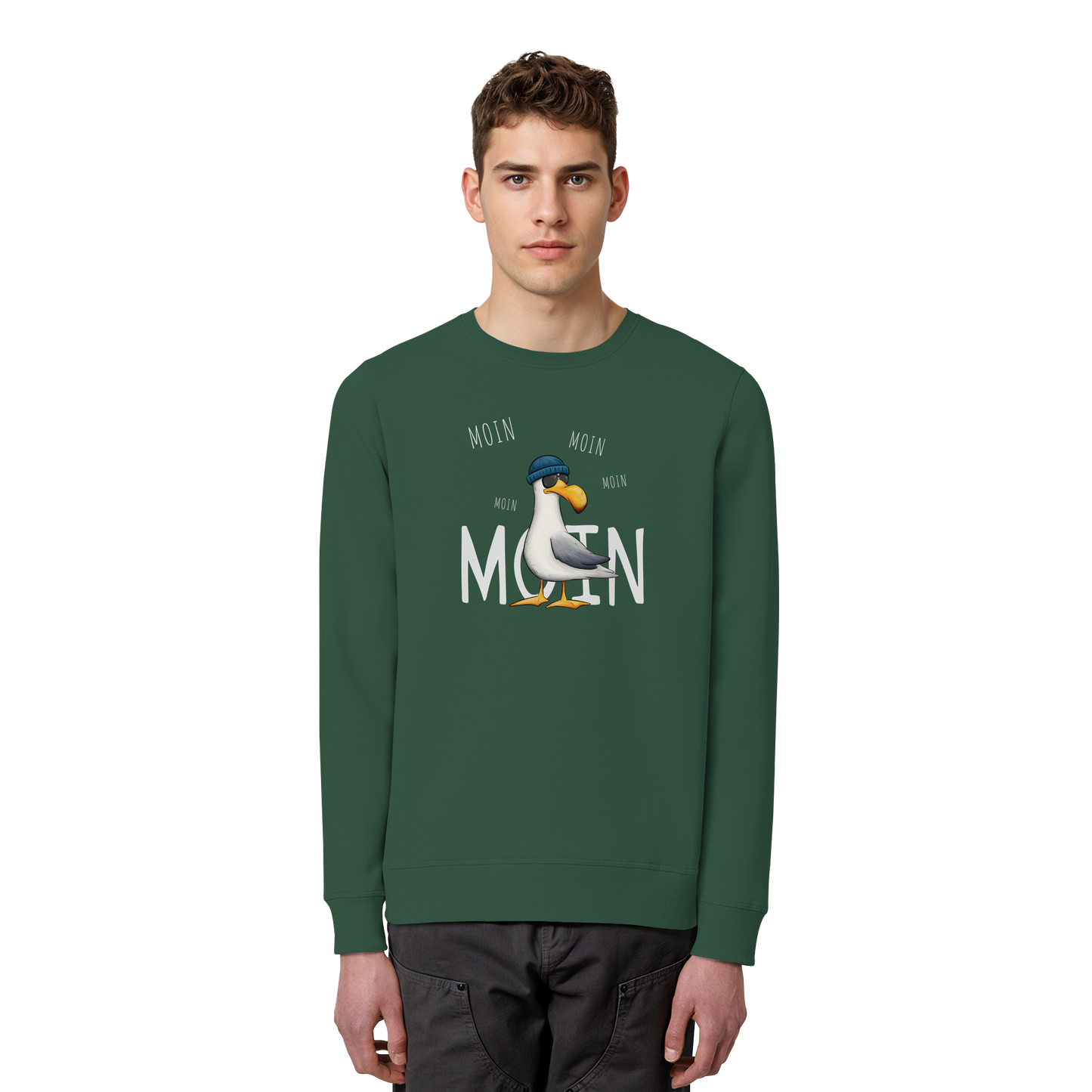 Moin Moin Lässige Hipster Möwe  - Organic Basic Unisex Sweatshirt