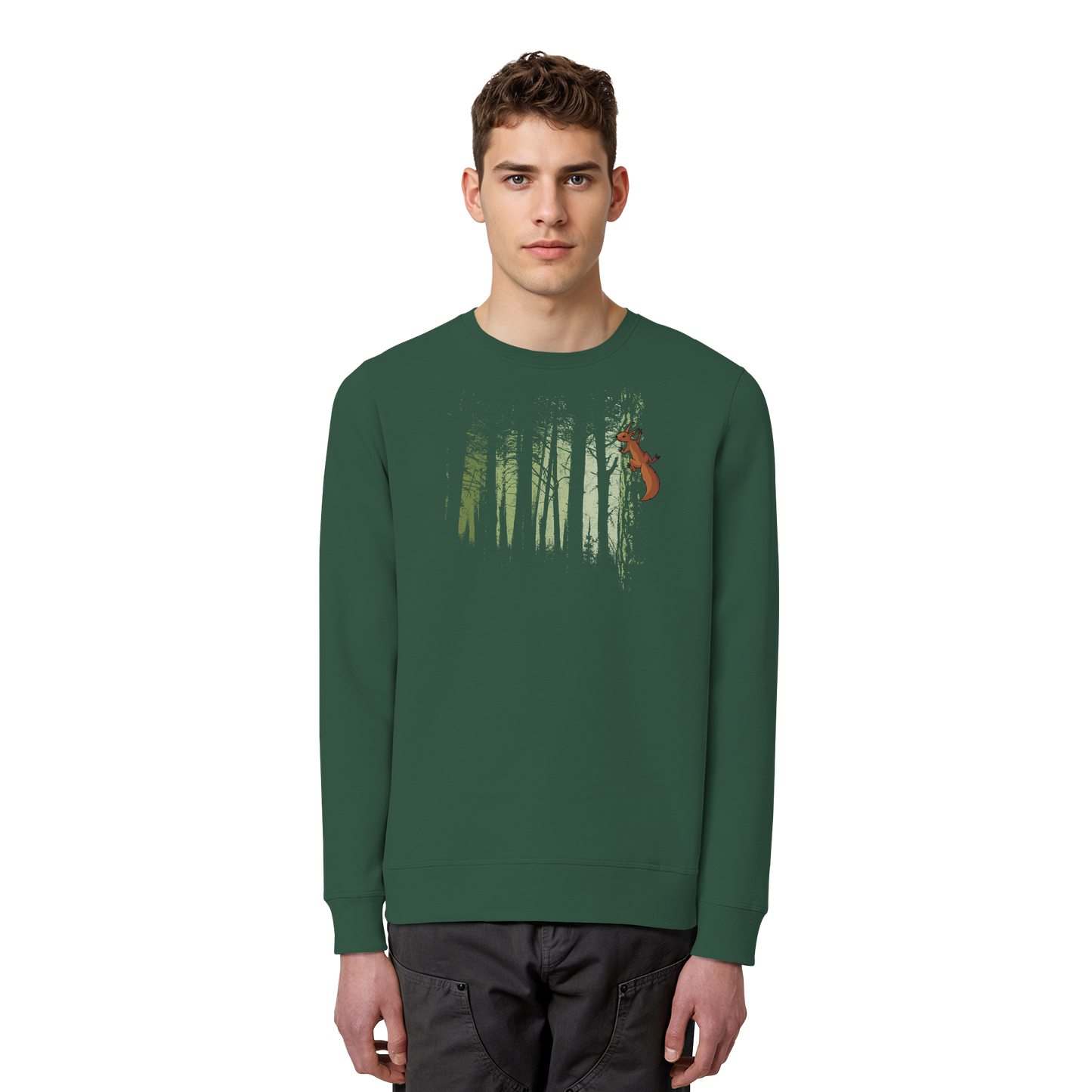 Eichhörnchen im Zwielicht-Wald - Organic Basic Unisex Sweatshirt