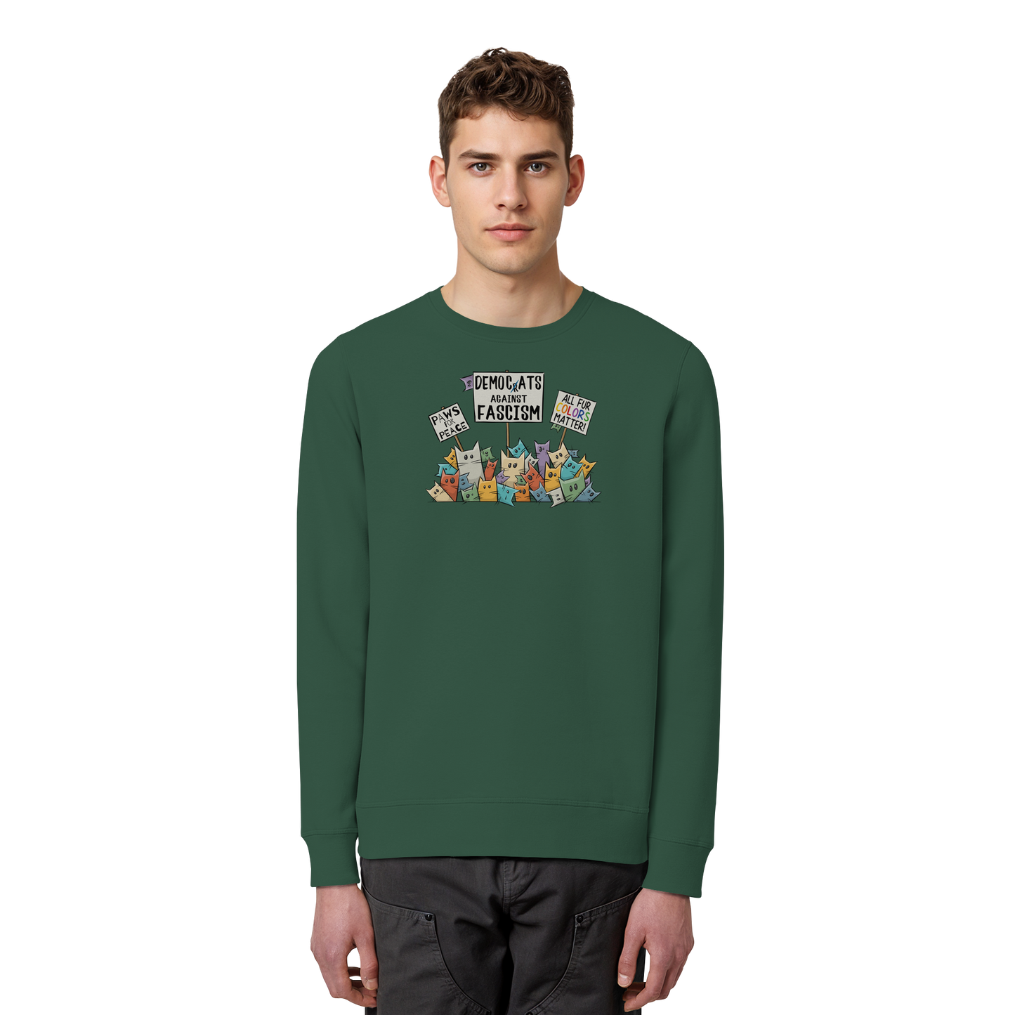 Demo-Katzen gegen Faschismus und für Vielfalt - Organic Basic Unisex Sweatshirt
