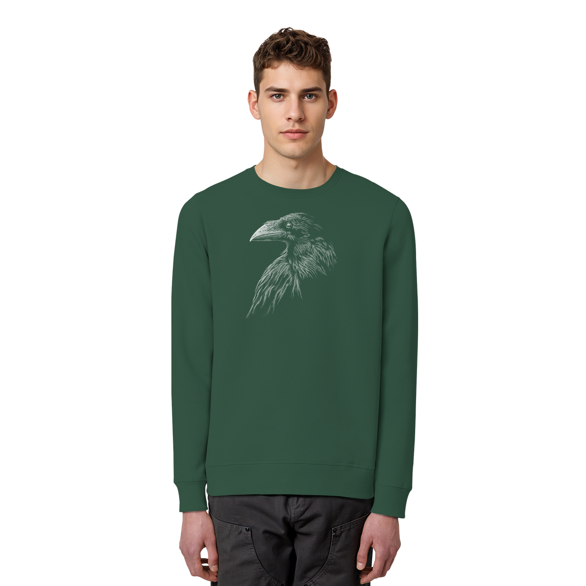 Kritzelkunst Rabe Krähe - Organic Basic Unisex Sweatshirt