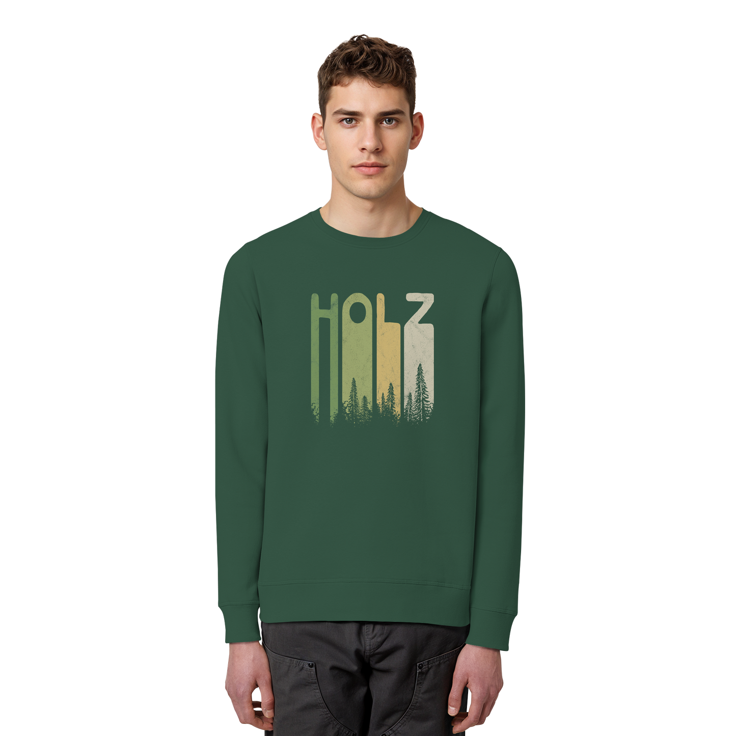 Holz Retro Wald Schriftzug - Organic Basic Unisex Sweatshirt