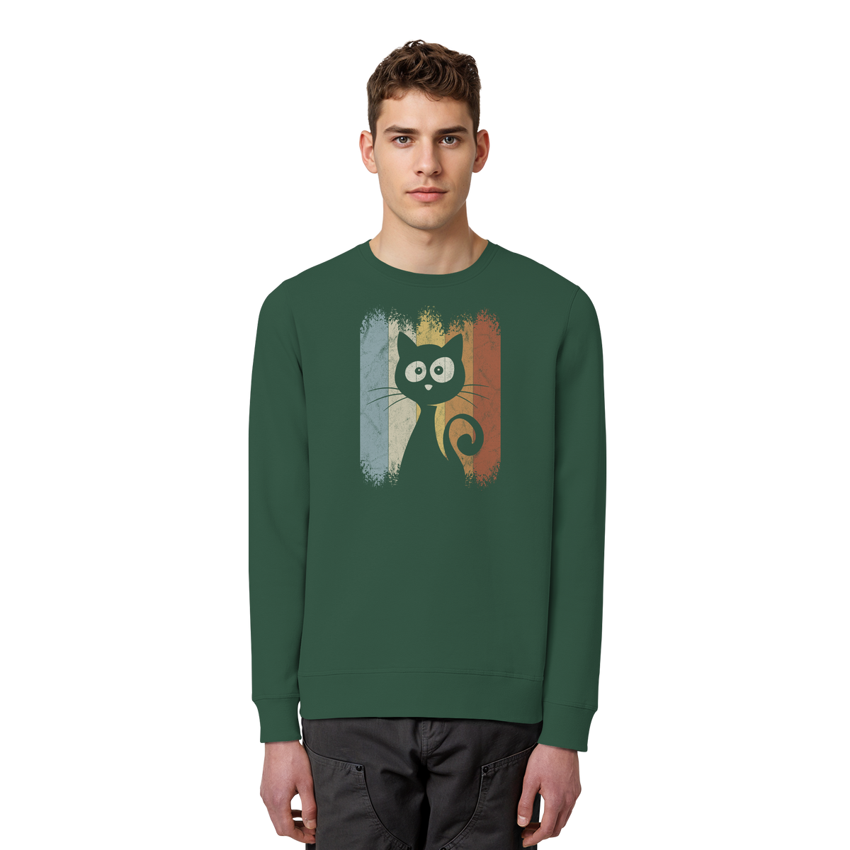 Retro Katze Silhouette - Organic Basic Unisex Sweatshirt