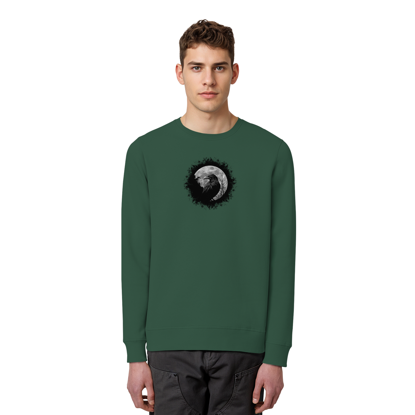 Schwarzer Rabe bei Vollmond  - Organic Basic Unisex Sweatshirt
