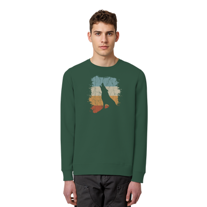 Retro Style lässig heulender Wolf  - Organic Basic Unisex Sweatshirt