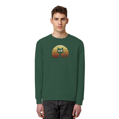 Katze vor Retro Sonnenuntergang - Organic Basic Unisex Sweatshirt