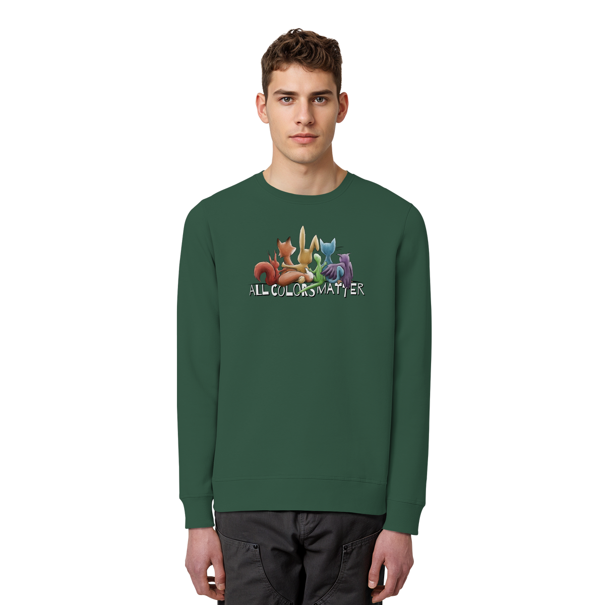 All Colors Matter! Regenbogen Tiere für Vielfalt - Organic Basic Unisex Sweatshirt