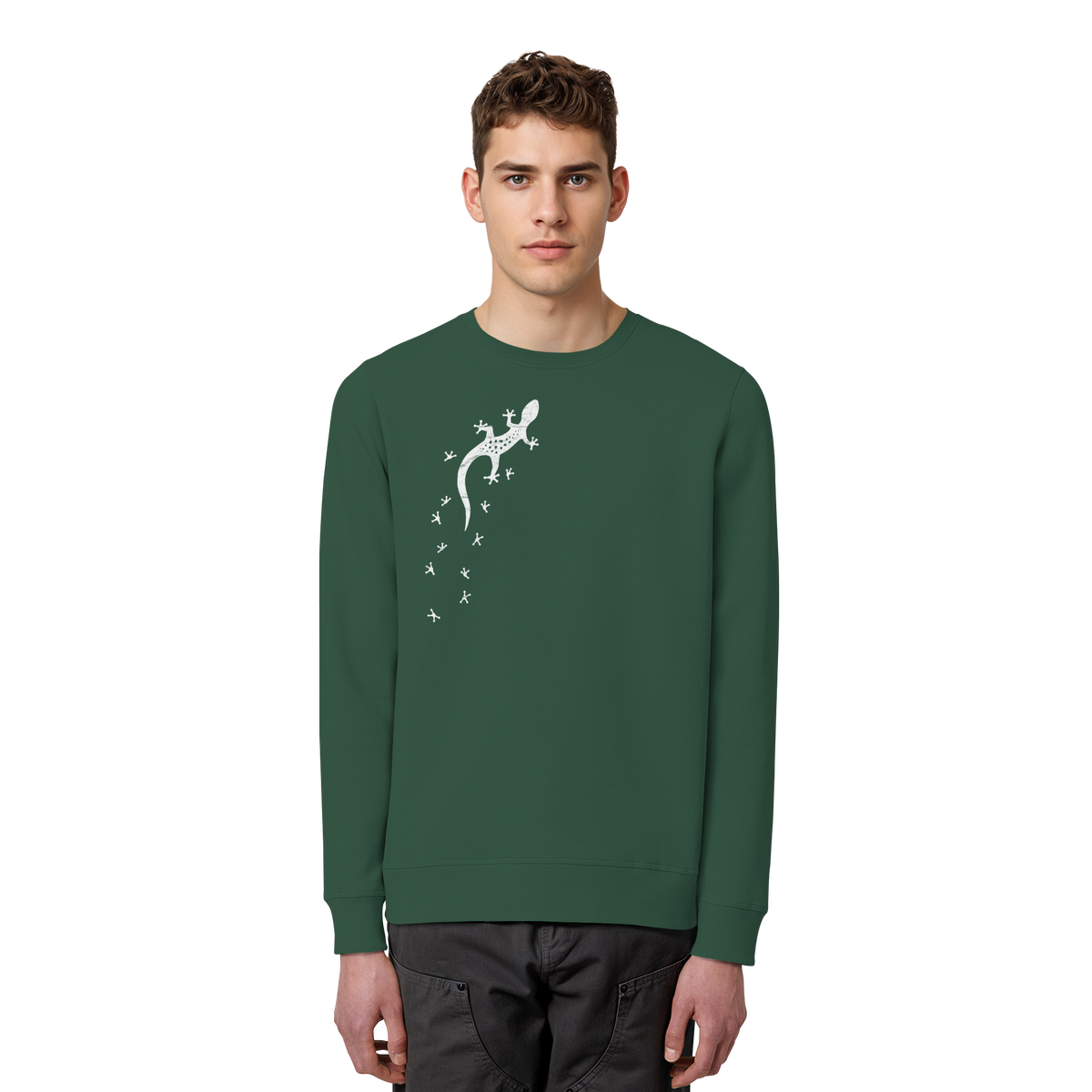 Gecko Eidechse Silhouette hell - Organic Basic Unisex Sweatshirt