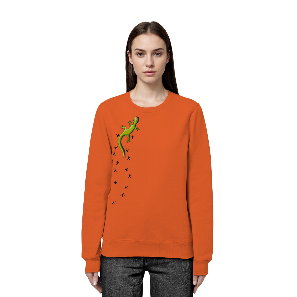 Kletternder Gecko mit Spuren - Organic Basic Unisex Sweatshirt
