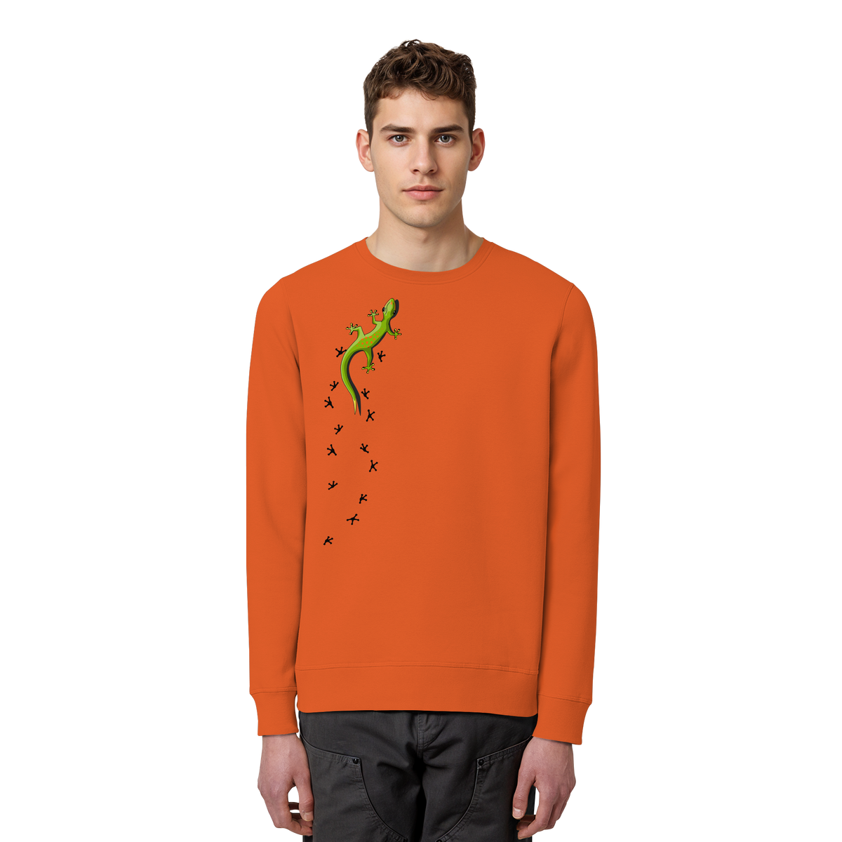 Kletternder Gecko mit Spuren - Organic Basic Unisex Sweatshirt