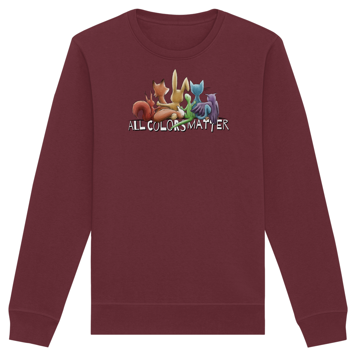 All Colors Matter! Regenbogen Tiere für Vielfalt - Organic Basic Unisex Sweatshirt