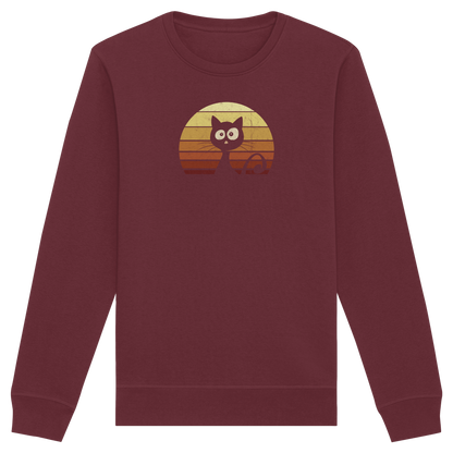 Katze vor Retro Sonnenuntergang - Organic Basic Unisex Sweatshirt