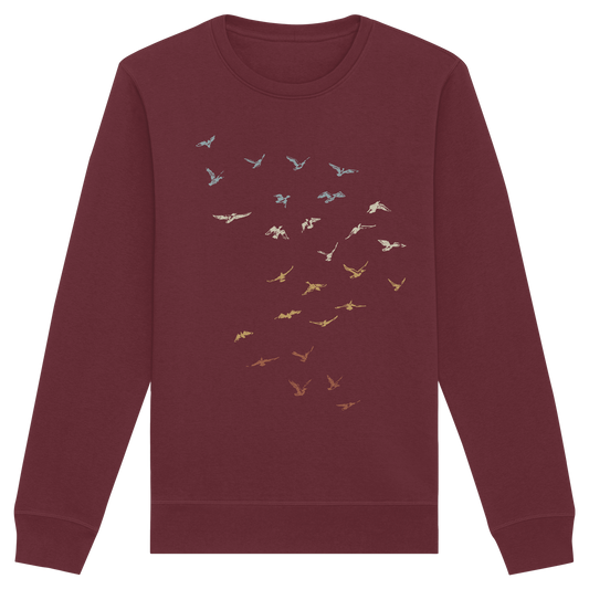 Retro Vogel Schwarm - Organic Basic Unisex Sweatshirt